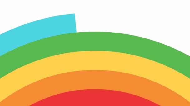 Geanimeerde regenboog verschijnt van links naar rechts op witte achtergrond. Heldere vector illustratie.  - Video