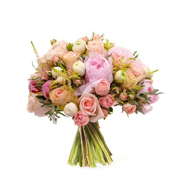 klassieke bruiloft boeket van roze rozen - Foto, afbeelding