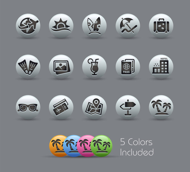 Summer Vacations Icons // Pearly Series -- The Vector file includes 5 color versions for each icon in different layers -- - Wektor, obraz