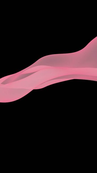 Abstract wave. Scarf. Bright ribbon on black background. Abstract smoke. Raster air background. Vertical image orientation. 3D illustration - Фото, изображение