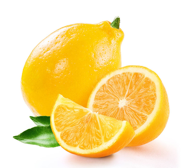 limão com fatias retocadas e fundo branco isolado para o design do pacote
 - Foto, Imagem