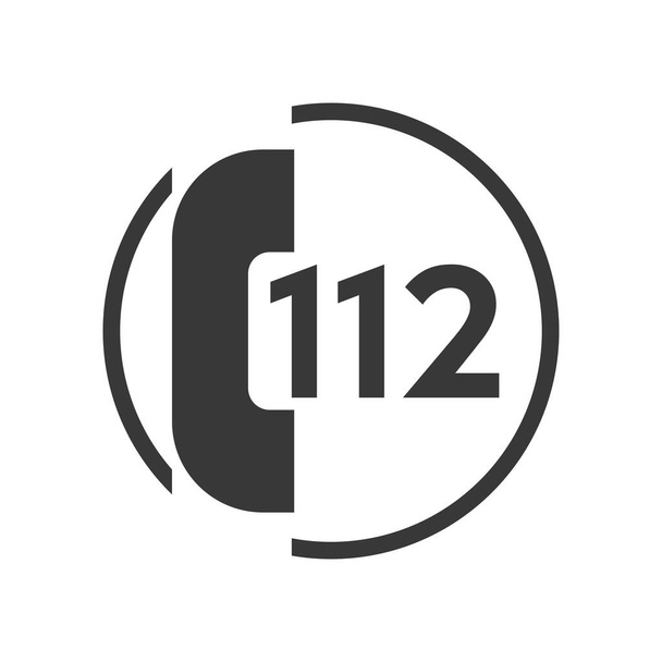 Notruf 112 Flache Farbsymbole in runden Umrissen. - Vektor, Bild