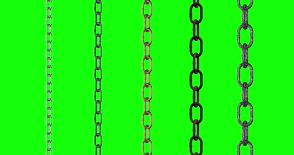 5 tipos de cadenas de metal de trabajo de animación de bucle de pantalla verde 3d
 - Imágenes, Vídeo