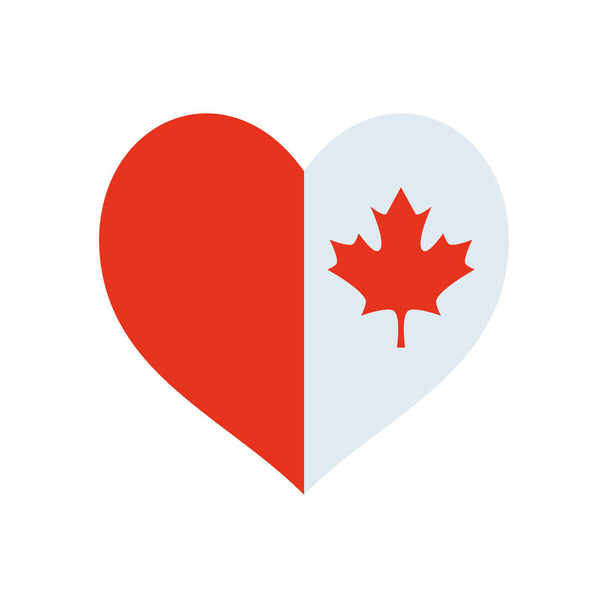 concept jour canada, coeur avec icône feuille d'érable, style silhouette
 - Vecteur, image