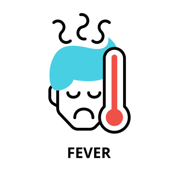 Concept of Fever icon, modern flat editable line design vector illustration, for graphic and web design - Vector, Image