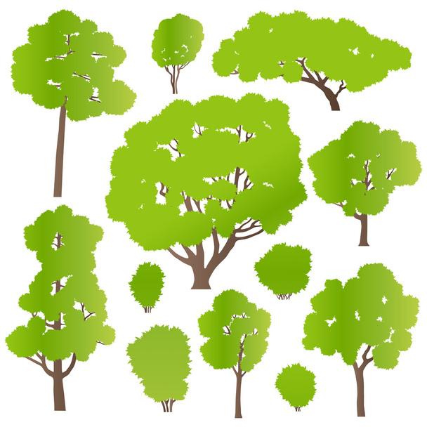 Tree and bushes set ecology vector background concept - Vector, Image