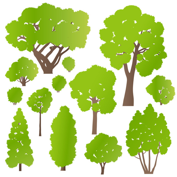 Tree and bushes set ecology vector background concept - Vector, Image