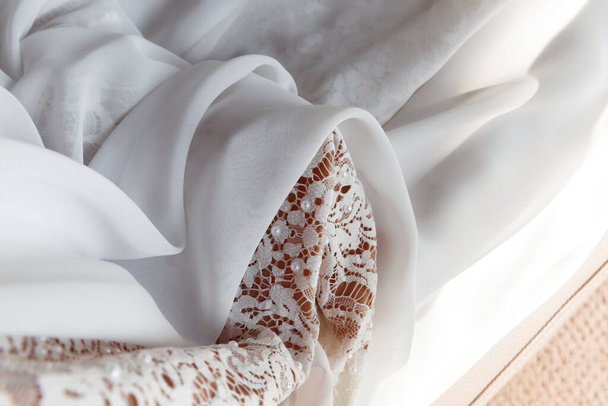 Delicate elegant wedding white dress. - Photo, image