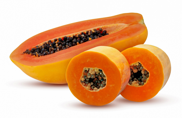 Fruto fresco de papaya aislado sobre fondo blanco
 - Foto, imagen