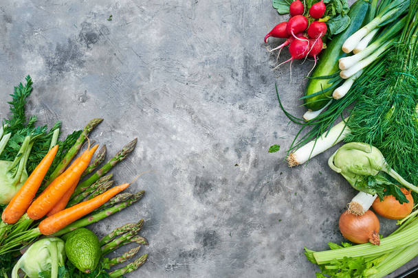 Fresh, raw vegetables on a rustic background. healthy eating concept. Vitamins, immunity - Фото, зображення