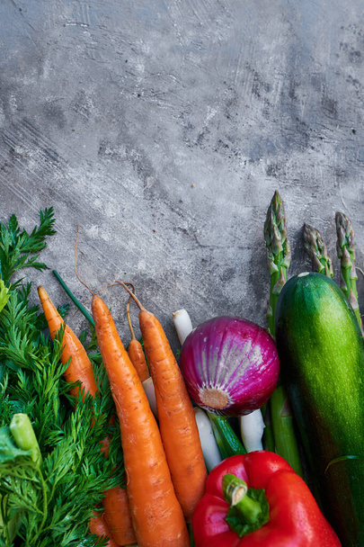 Fresh, raw vegetables on a rustic background. healthy eating concept. Vitamins, immunity - Photo, image
