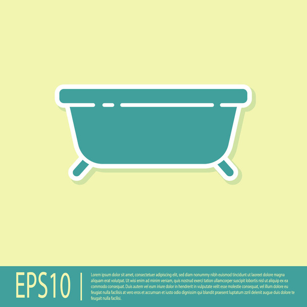 Green Bathtub icon isolated on yellow background.  Vector Illustration - Vector, Image