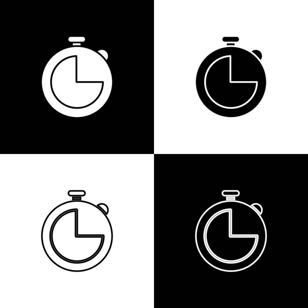 Set Kitchen timer icon isolated on black and white background. Cooking utensil.  Vector Illustration - ベクター画像