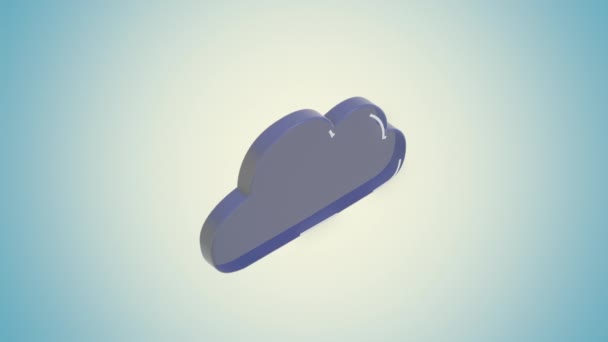 Cloud computing concept. 3d weergave van wolkengenererende en verwerkingsgegevens over lichtblauwe achtergrond. - Video