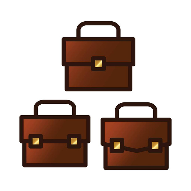 brown business briefcase logo icon vector bundle set - Vector, Image