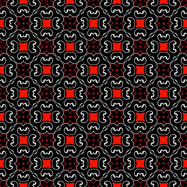 Vintage line art arabesque vector seamless pattern. Beautiful ornamental floral background. Repeat backdrop. Arabic style ornate intricate ornament. Filigree elegance swirl lines, flowers, shapes. - Vecteur, image