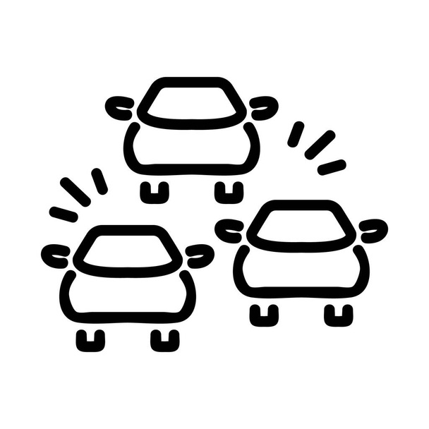 segnali auto nel vettore icona ingorgo stradale. Segnali stradali in ingorgo. illustrazione simbolo contorno isolato - Vettoriali, immagini