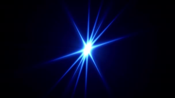 Centro de lazo sin costuras parpadeante estrella azul luces ópticas faros brillante animación arte fondo. Lámpara de iluminación giratoria Loop-able rayos efecto de vídeo de luz de bengala dinámica para superposición de pantalla
. - Imágenes, Vídeo