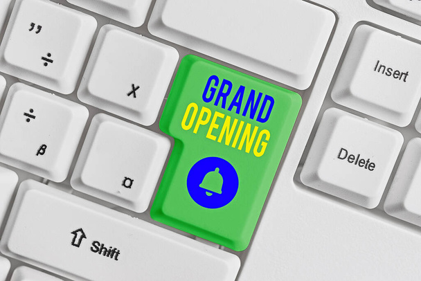 Rukopis Grand Opening. Koncept znamená stuha řezání nové obchodní první oficiální den zahájení. - Fotografie, Obrázek