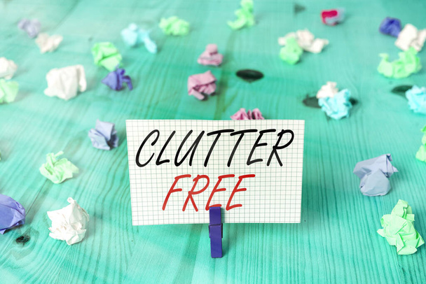 Текст для запису слів Clutter Free. Концепція бізнесу для добре організованих і організованих Tidy Всі речі в правильних місцях
. - Фото, зображення