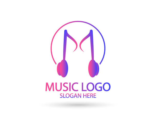 Modello logo musicale. Note musicali e design vettoriale del disco in vinile. Illustrazione del giradischi
 - Vettoriali, immagini
