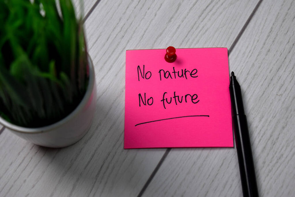No Nature No Future escreva em notas pegajosas isoladas na mesa de escritório
 - Foto, Imagem