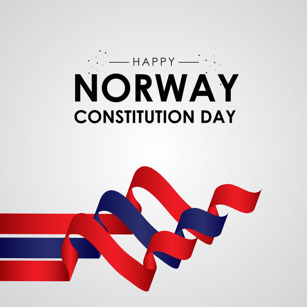 Norway Constitution Day With Ribbon and Flag Vector For Banner Print - Vector, Image