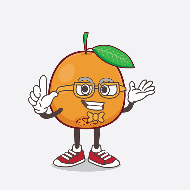 Una ilustración del personaje de la mascota de dibujos animados de Navel Orange en estilo geek
 - Vector, Imagen