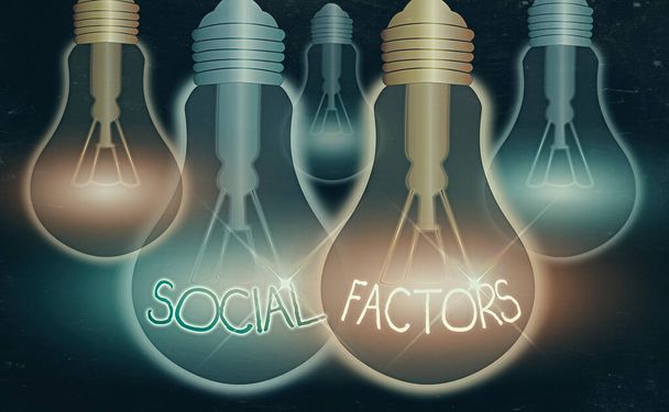 Szövegírás Social Factors. Üzleti koncepció olyan dolgokra, amelyek befolyásolják az életmódot Kulturális különbségek. - Fotó, kép