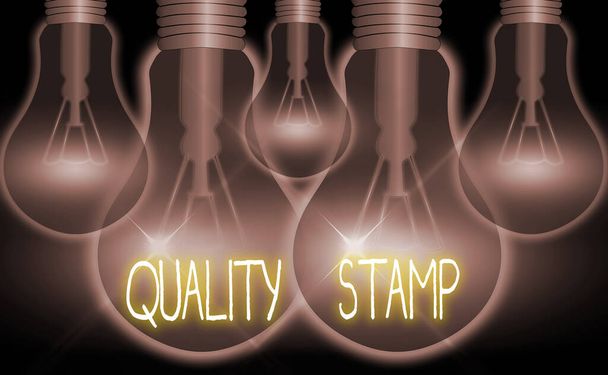 Conceptual hand writing showing Quality Stamp. Business photo text Seal of Approval Good Impression Qualified Passed Inspection. - Photo, Image