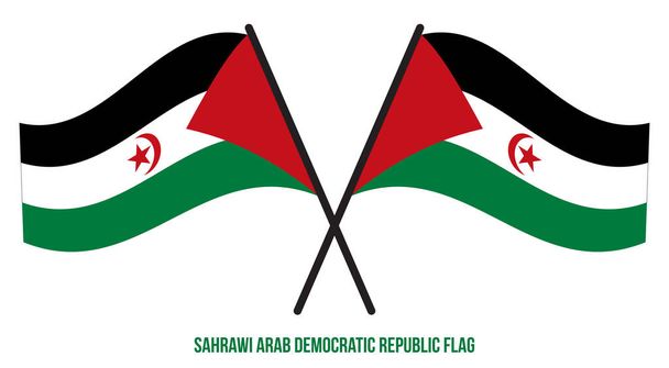 Флаг Сахарской Арабской Демократической Республики, размахивающий векторной иллюстрацией на белом фоне. Государственный флаг Сахарской Арабской Демократической Республики
. - Вектор,изображение