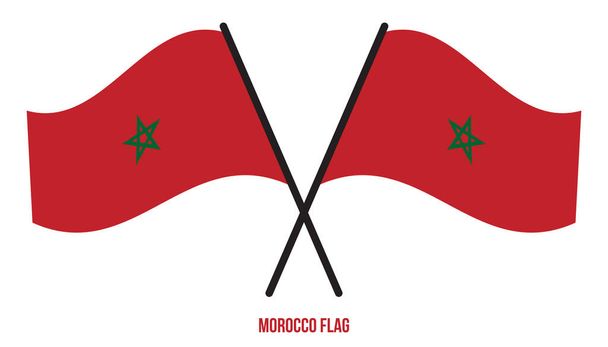 Bandeira de Marrocos acenando ilustração vetorial em fundo branco. Bandeira nacional de Marrocos
. - Vetor, Imagem