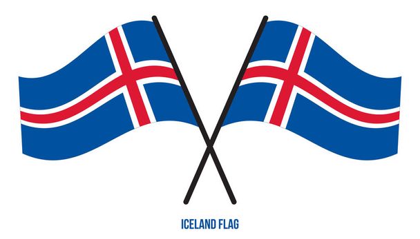 白い背景にベクトルイラストを振るアイスランドフラグ。アイスランド国旗. - ベクター画像