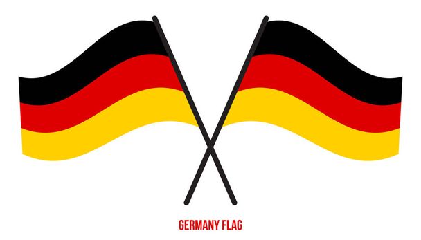 白い背景にドイツ国旗振りベクトルイラスト。ドイツ国旗. - ベクター画像