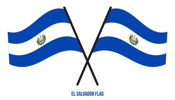 El Salvador Bandera ondeando Vector Ilustración sobre fondo blanco. Bandera Nacional de El Salvador
. - Vector, imagen