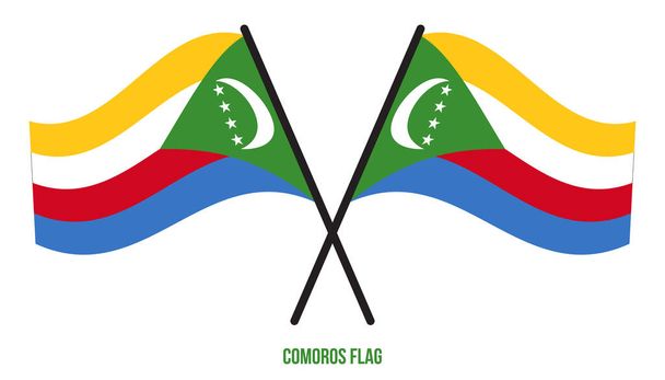 Два флага Коморских Островов на изолированном белом фоне. Векторная иллюстрация флага Коморских островов
. - Вектор,изображение