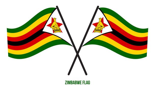 Зимбабве Флаг размахивает векторной иллюстрацией на белом фоне. Флаг Зимбабве
. - Вектор,изображение