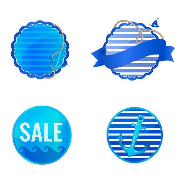 Set of nautical labels for travel agency, seaside resort and yacht club. Vacation and travel by sea badges - Vektor, Bild