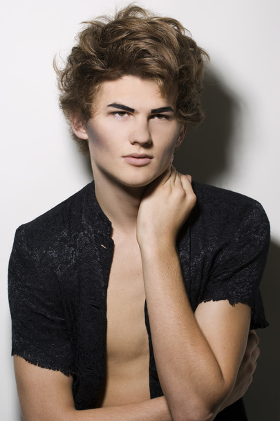 Male fashion model with stylish makeup - Foto, Imagen