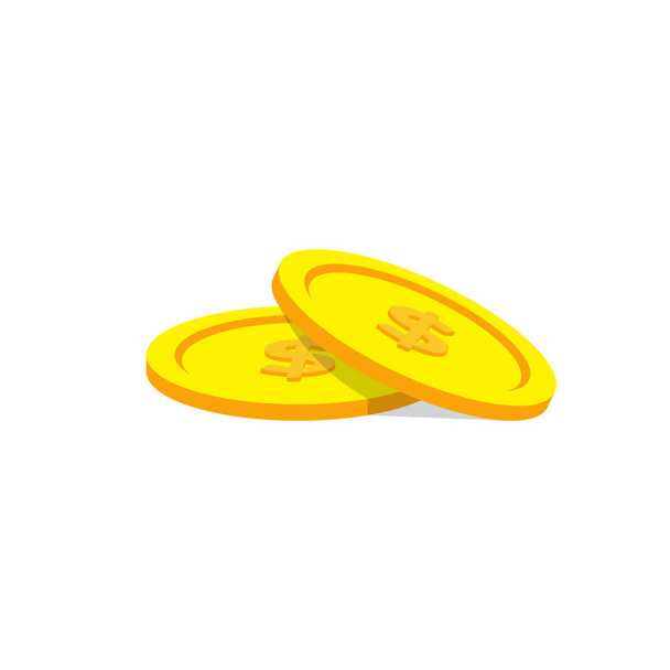 two gold coins with flat design. Perfect for logo, icon, template, etc. Vector eps 10 - Vector, Image