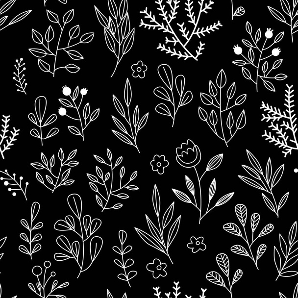 Texture with flowers and plants. Floral ornament. Original flowers pattern. - Vector, Image