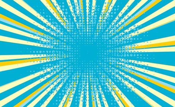 Bright sunbeams background with color dots. Abstract background with halftone dots design. - Photo, Image