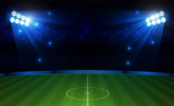 明るいスタジアムライトデザインのサッカーアリーナフィールド - 写真・画像