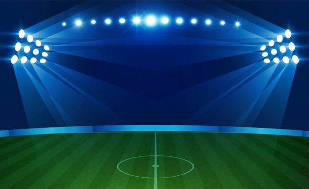 明るいスタジアムライトのサッカーアリーナフィールド - 写真・画像