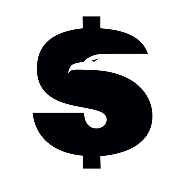 Símbolo de moeda ou dólar americano com perfil de águia - ícone vetorial para aplicativos e sites
. - Vetor, Imagem