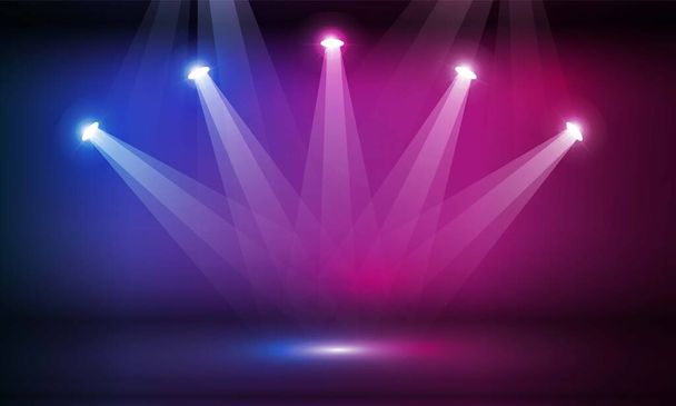 Színpad pódium világítással, színpadi pódium jelenet díjátadó ünnepség világos rózsaszín háttér vektor design. - Vektor, kép