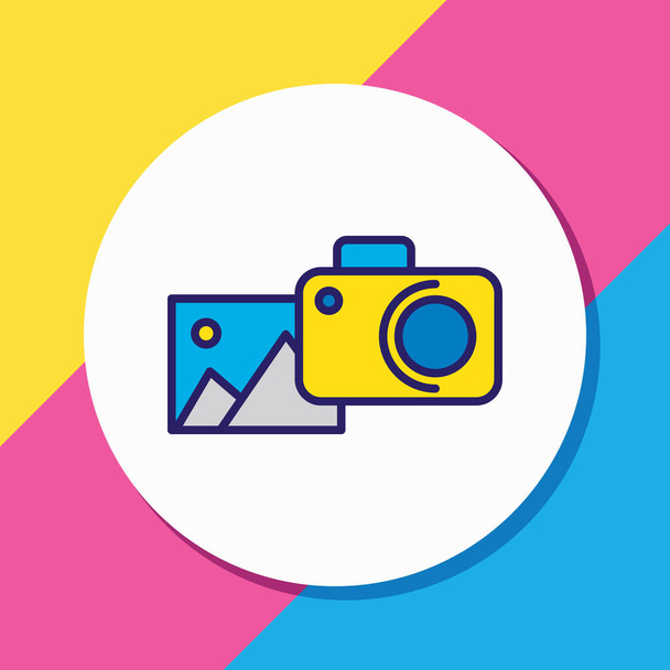 Vector illustration of photography icon colored line. Beautiful activities element also can be used as camera icon element. - Vektor, kép