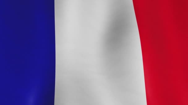 Ranskan lippu tausta heiluttaa koko näytön banneri. Ranskan poliittisen maan tunnus ja hidastettu symboli saumaton video animaatiosilmukka - Materiaali, video