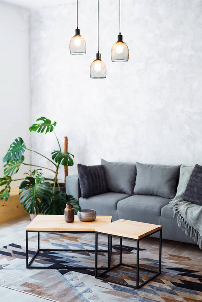Interior da moderna sala de estar com sofá confortável
 - Foto, Imagem