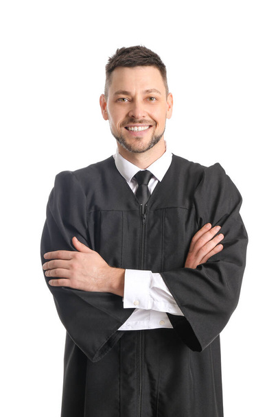 Male judge on white background - Foto, afbeelding